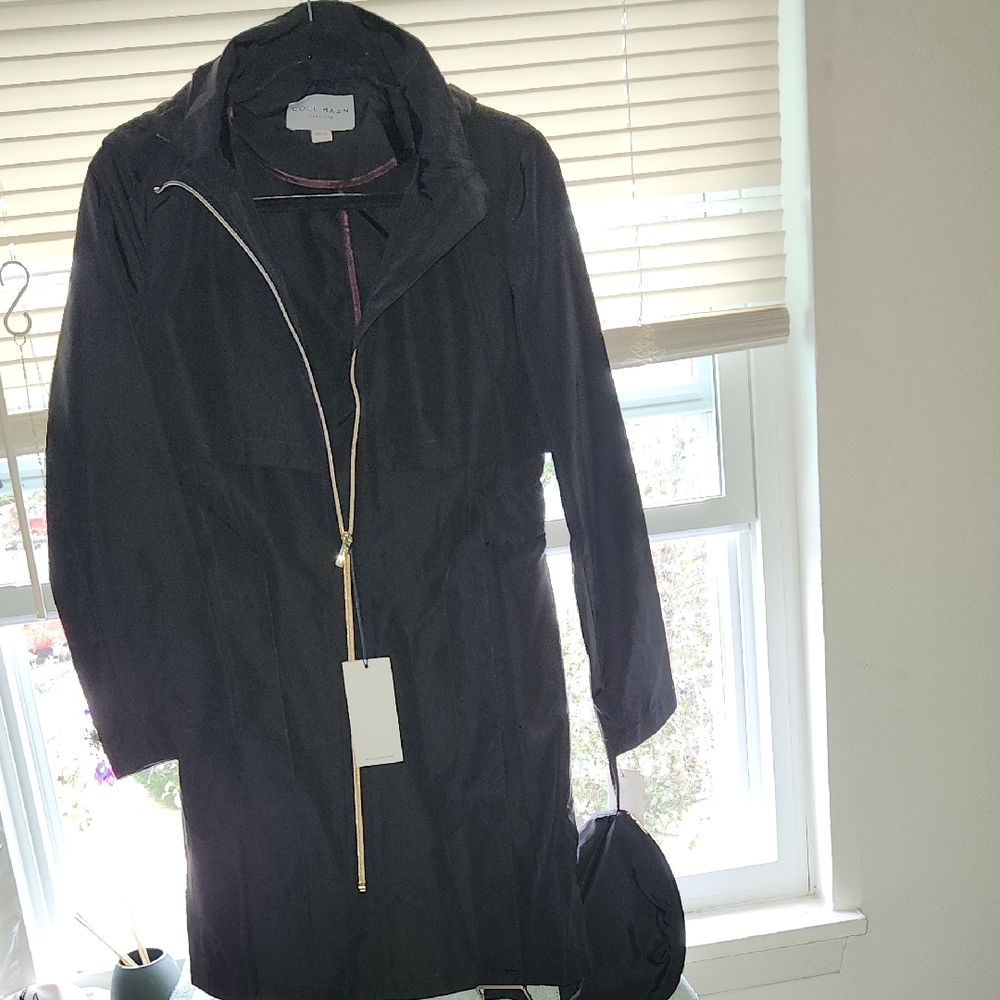 Cole Haan Vince Black Trench Coat for Women - Picture 1 of 8